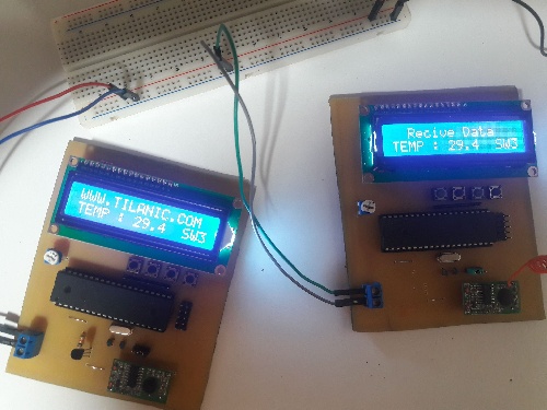 پروژه آموزشی ارسال دما و دیتا به صورت بی سیم  با ماژول HMT  و  HMR